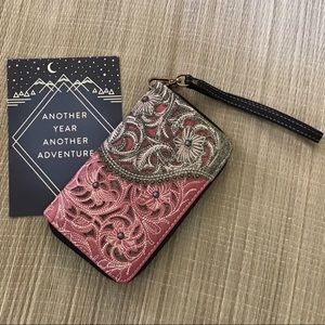 P & G laser cut overlay wristlet